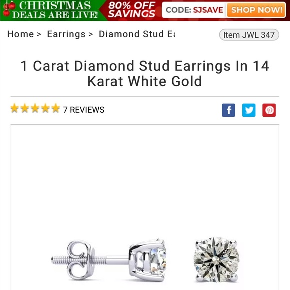 $3000 1 Carat natural Diamond Stud Earrings 14 Karat White Gold 1/2 carat each - Picture 10 of 14